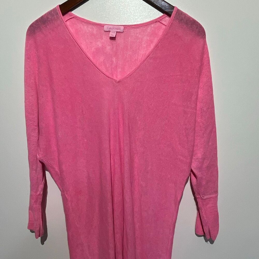 Lilly Pulitzer Women's Pink V-Neck Dolman Sleeve Pullover Tunic Sweater XS Small